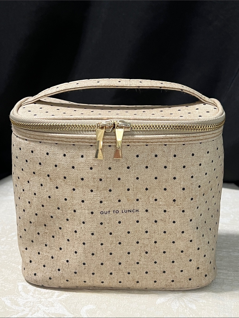 Out To Lunch Beige Polka Dot Lunch Box by Kate Spade